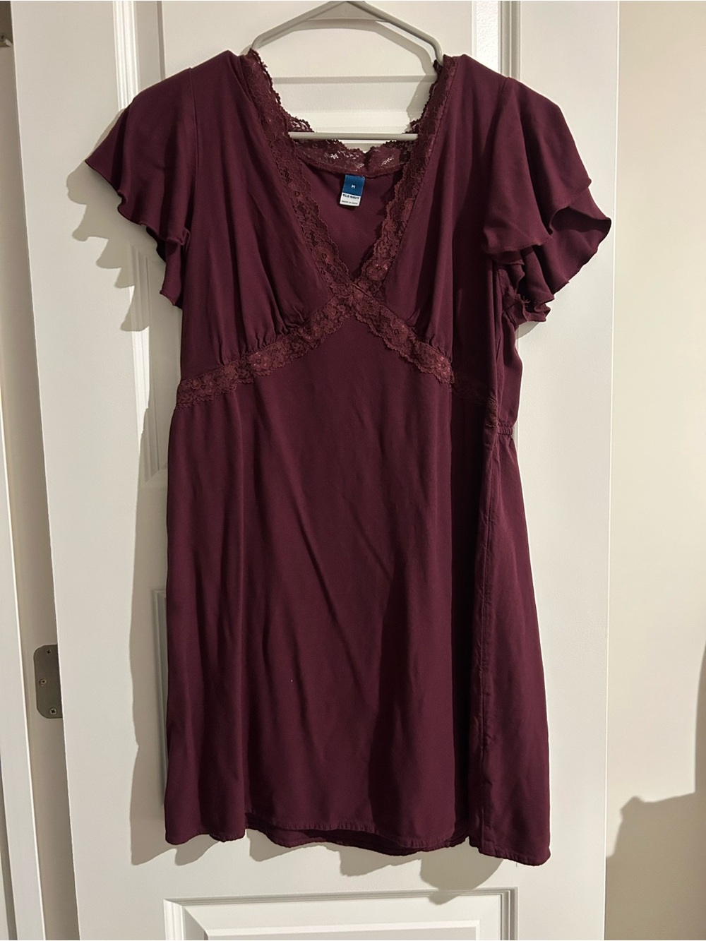 Women's Lace-Trim V-Neck Dress - Burgundy